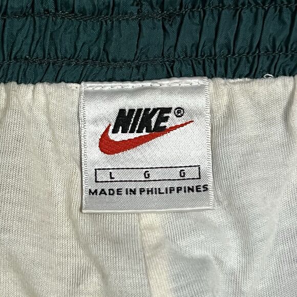 Vtg Nike Track Pants Mens L Hunter Green Nylon Ankle Zip Y2K Drawstring Swoosh - Picture 5 of 12